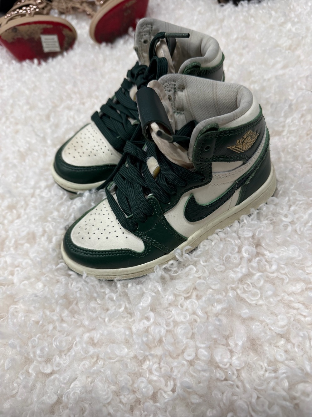 Kids Green and White High-Top Sneakers - Nike Air Jordan Style